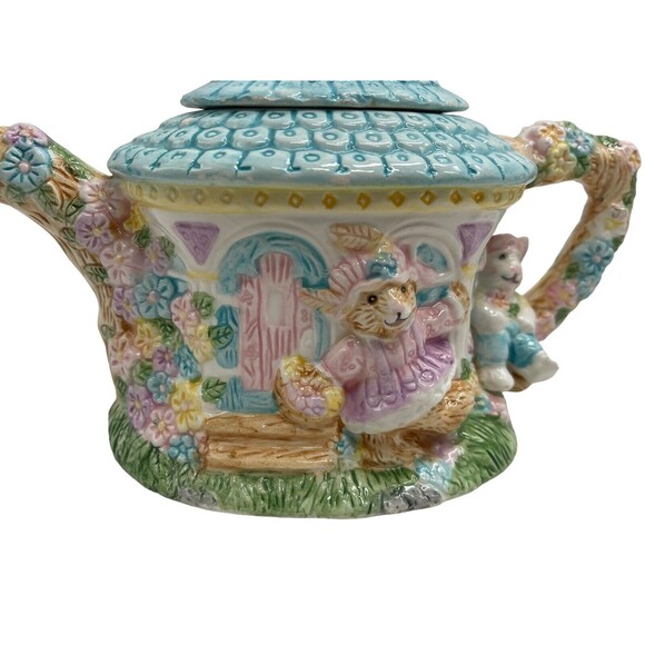 1994 Mercuries Ceramic Teapot Bunnies 8.2" x 4.2" x 6.3" - Picture 7 of 16